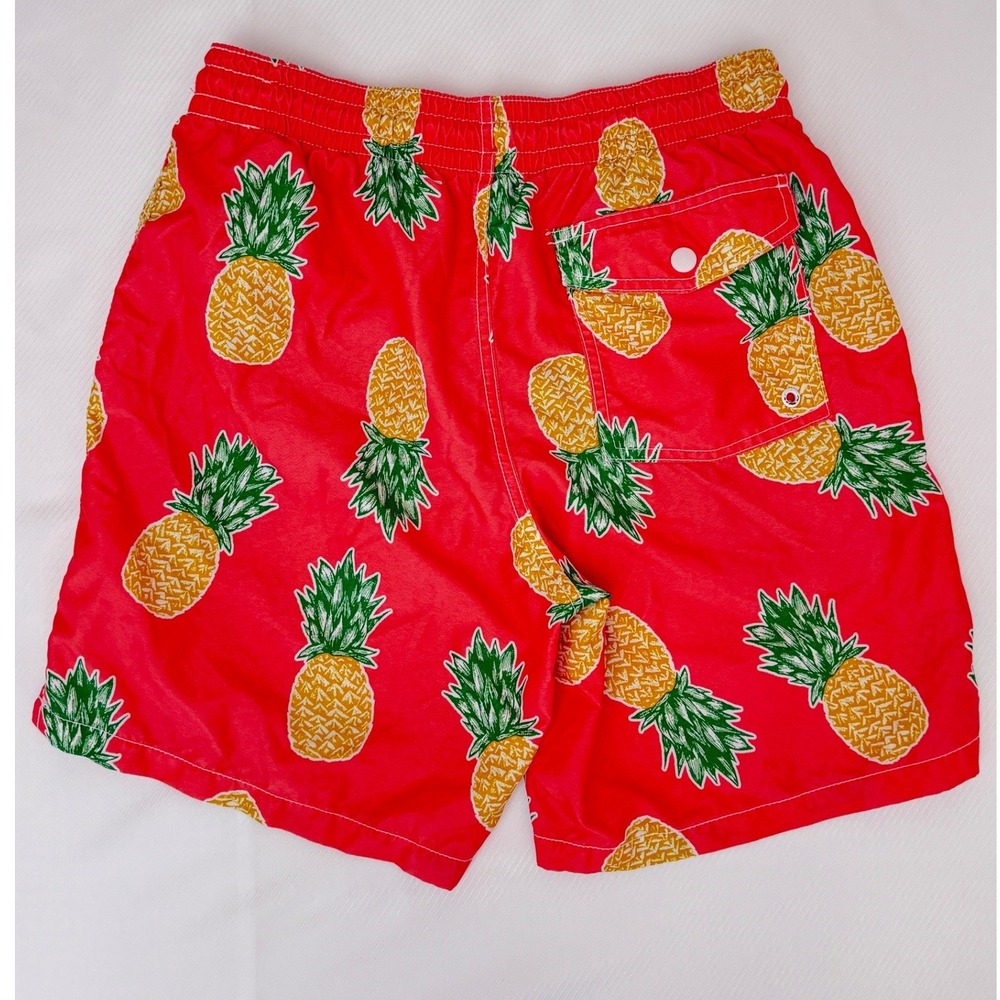 Old Navy Mens Orange Pineapple Print Swim Trunks Mesh Lined Board Shorts Size Sm